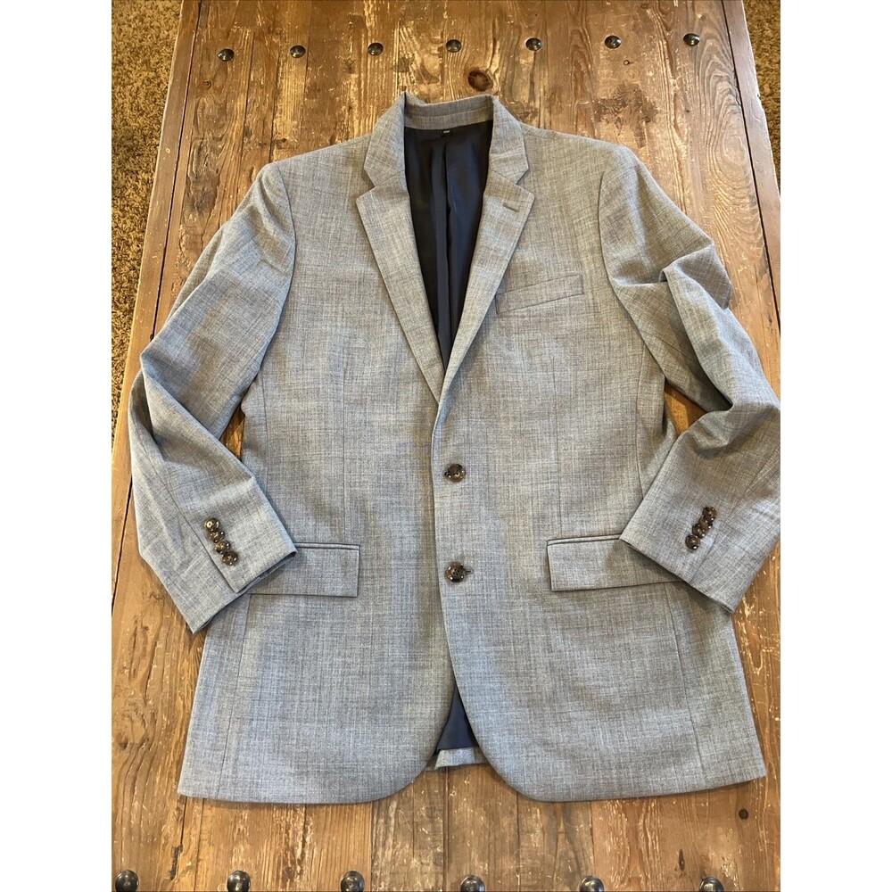 Voyager x J. Crew 365 Thompson Sport Coat 100% Wool Light Gray Suit Jacket 40R